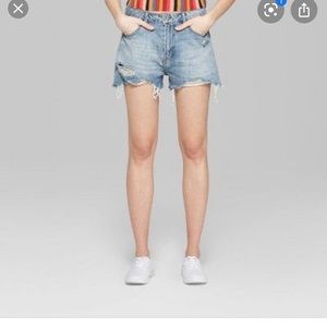 High-rise Destructed Cutoff Mom Jean Shorts